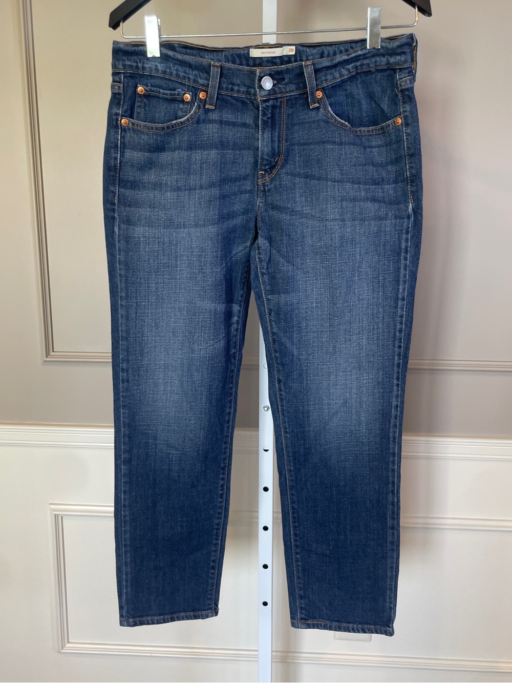 Levi's Women's Boyfriend Denim Jeans 28 Dark Wash Ankle Cropped